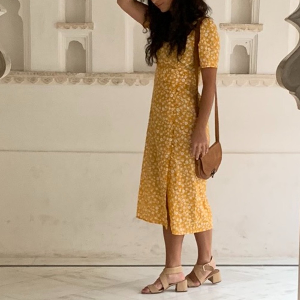 ASOS Floral Yellow Midi Dress size 6